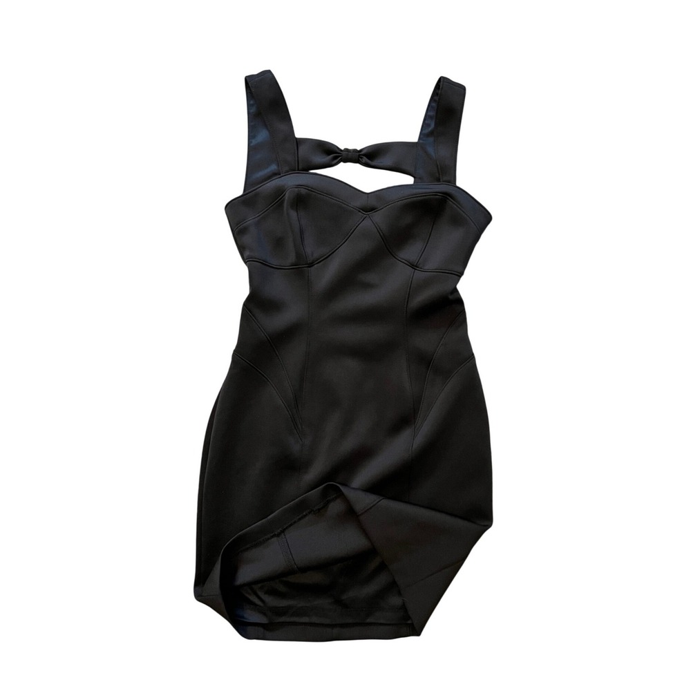 Guess‎ Black Bow Back Cutout Mini Dress Size 4 Bodycon LBD Scuba Sleeveless - Picture 10 of 15
